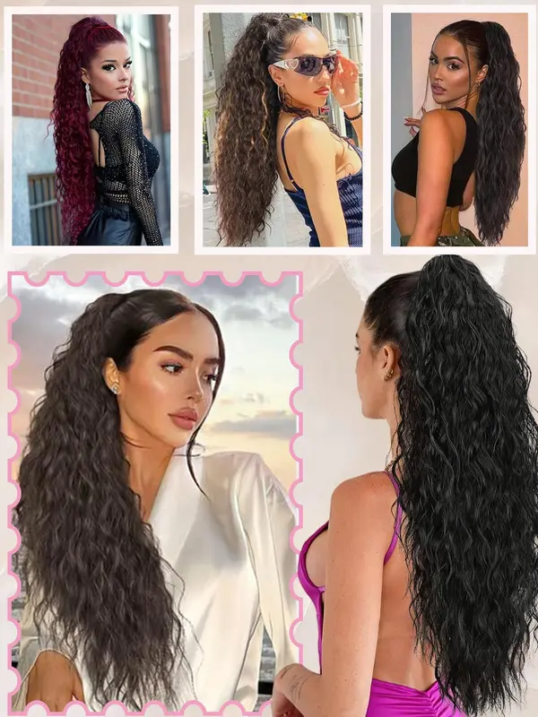 30 Inch Long Curly Ponytail Extension, Synthetic Hair Extensions for Women, Gorgeous Fluffy Hair Piece, Synthetic Hairpiece for Daily & Party Use, Hairextensions 8