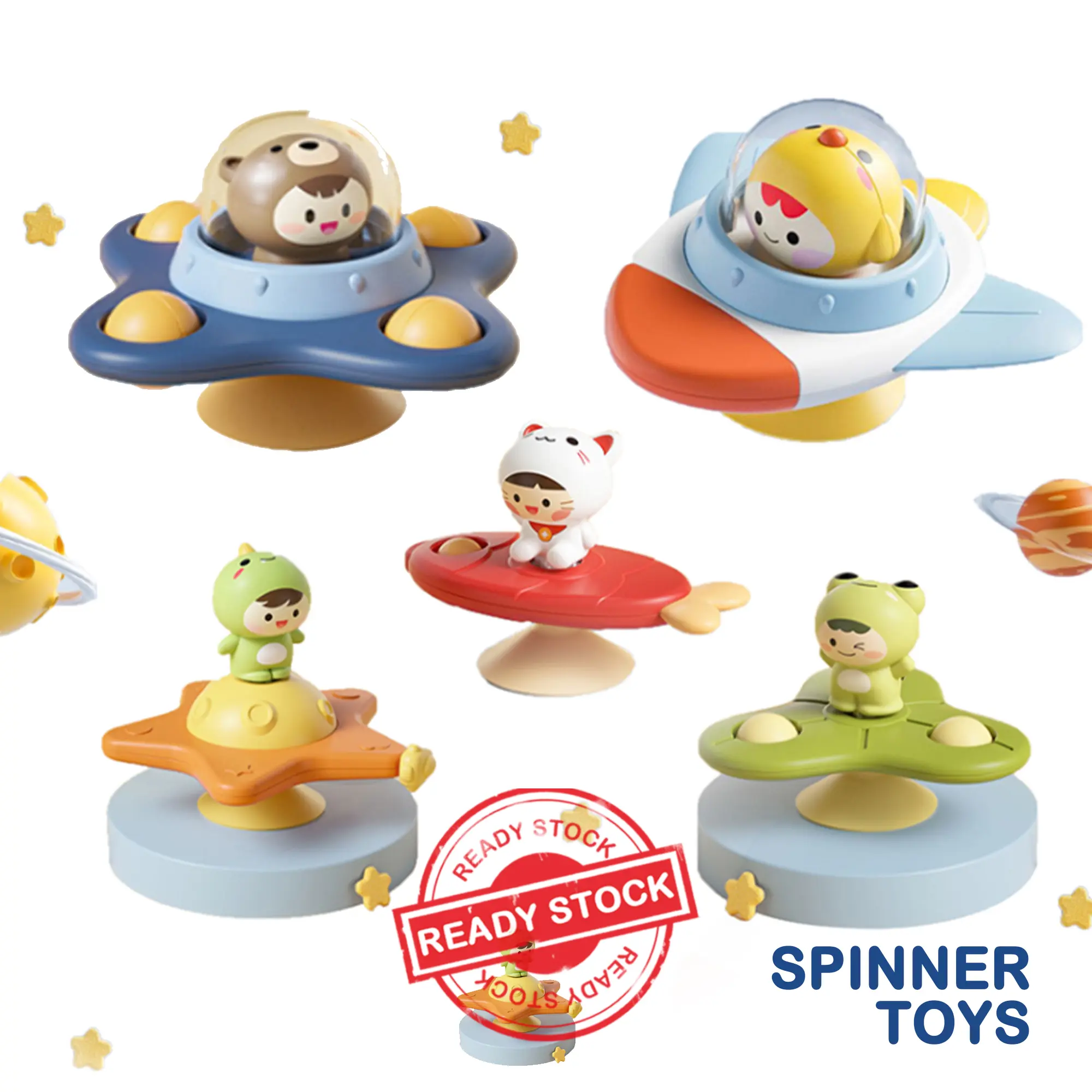 Unisex Baby Spinner Toys Mainan Bayi Finger Cute Animals Colorful Bath Toys Spinning Toys Sucker Turn Hadiah Baby AC-202