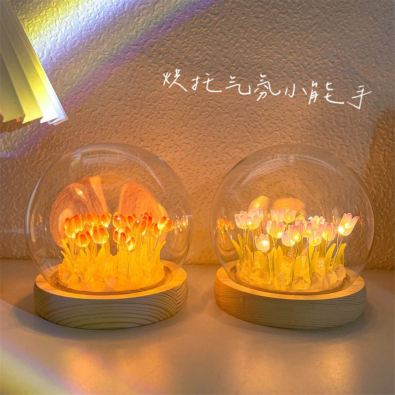 Đèn ngủ hoa tulip led trang trí decor phòng ngủ, quà tặng sinh nhật lưu niệm ý nghĩa cho nam nữ, chui cắm USB tiện dụng