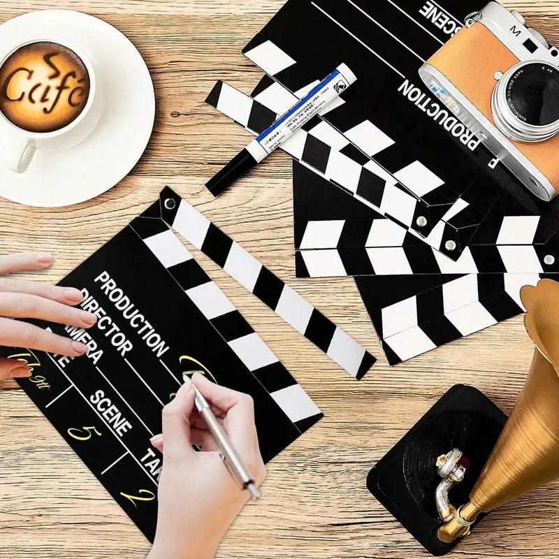 5 Pieces Movie Film Clap Board,Movie Clapboard Cardboard Movie Directors Clapper Writable Cut Action Scene Board For Movies Films Photo Props Mother's Day Graduation 6