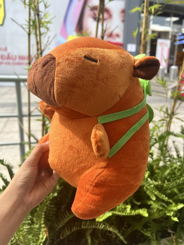 Gấu Bông Capybara Chuột Lang đeo cặp rùa Đáng yêu 28cm - Gấu Bông HiHi Thú Bông Thú Nhồi Bông Toy Đồ Chơi ôm quai cặp Phát Nhạc ton ton
