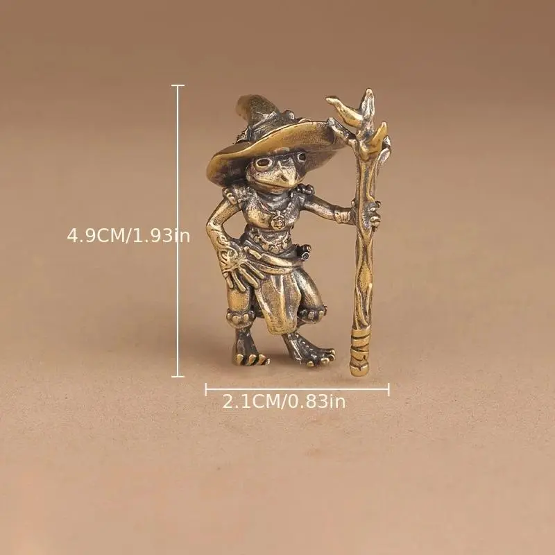 Vintage Frog Witch Statue, 1 Count Miniature Figurine, Multifunctional Home and Office Decoration, Bookshelf Desktop Ornament, Sculpture Desk Decor, Copper Brown Solid Metal Decor, Western Figurine 1