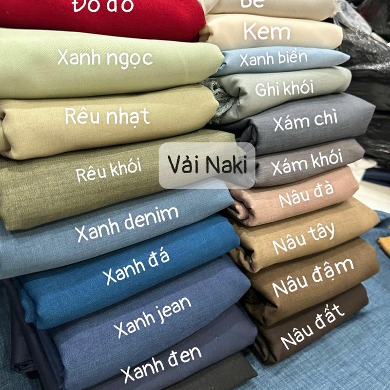 Vải Kaki trơn co giãn mềm mịn Quảng Châu may sơ mi, quần suông rộng, quần short, đầm váy kiểu, vải mềm mát khổ 1,5m