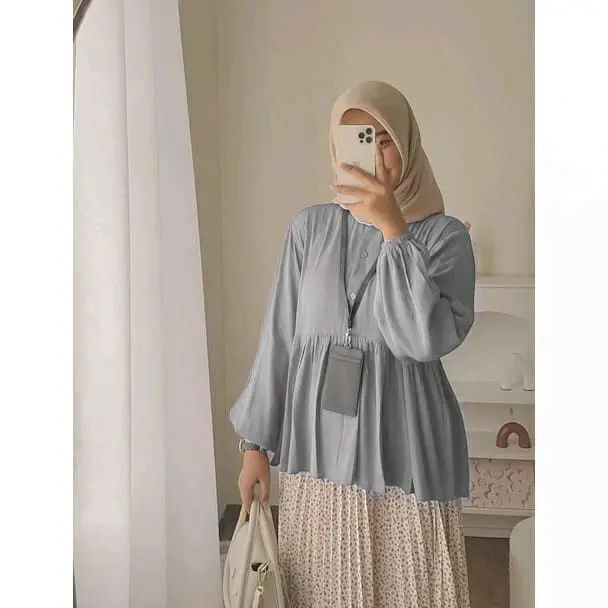 Raisa Blouse Crinkle Rayon Premium Rania Top Blouse Wanita Atasan Crinkle Polos 3