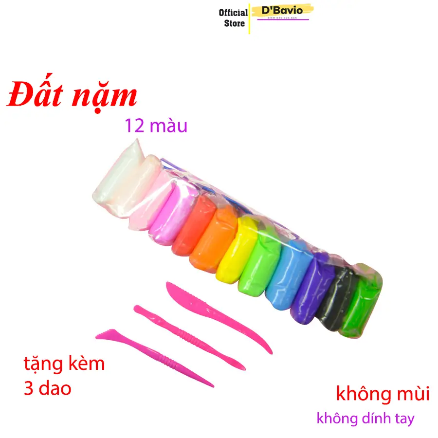 Đất nặn cho bé an toàn không mùi, không dính da tay tạo hình tự khô - Dbavio