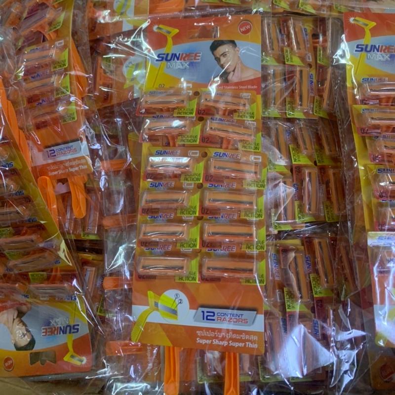 1 vỉ  12  Dao Cạo Râu Cán Vàng SUNREE - Thái Lan 2