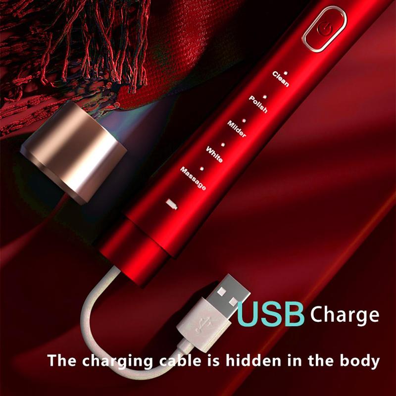 Product Introduction of 5-Mode Rechargeable Electric Toothbrush, 1 Box Waterproof Sonic Long Lasting Toothbrush with 4 Replacement Brush Heads, Oral Care Toothbrush for Adults, Gift for Men, Valentine's Day Gift 4