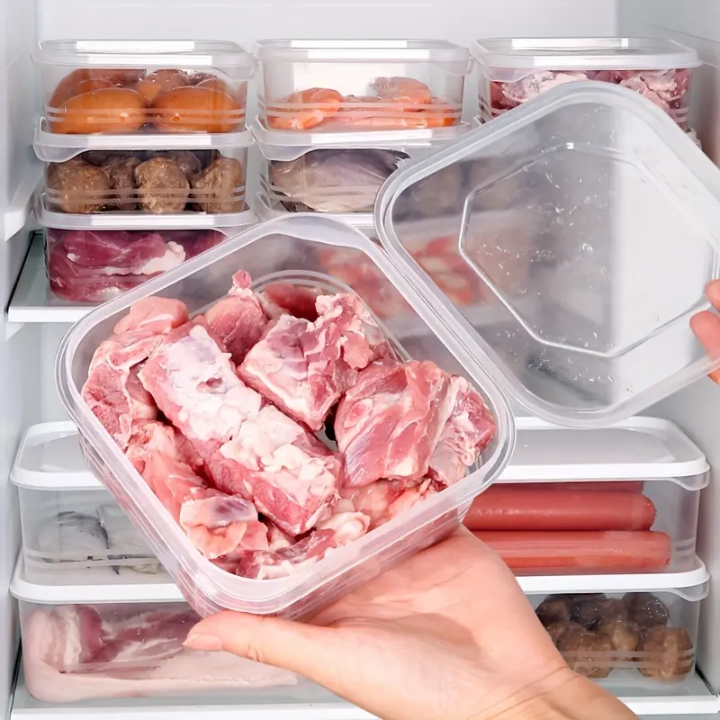 10pcs Refrigerator Frozen Meat Box Storage Box Food Grade Food Classification Grid Ice Cream Without Cross Flavor Sealed Preservation Frozen Box