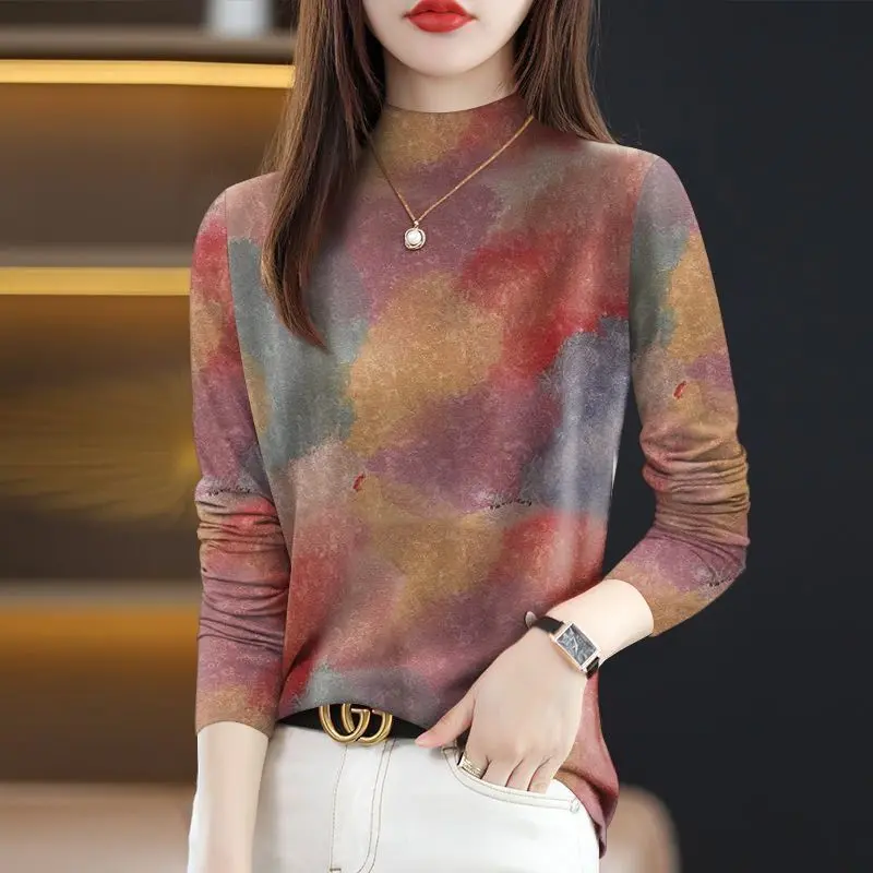 Áo Thun Nữ Cao Cấp Cổ Lọ Áo Dài Tay Thanh Lịch, Hàng Mới Về Năm 2025 Top Women Cổ Tròn Sơ Mi 1