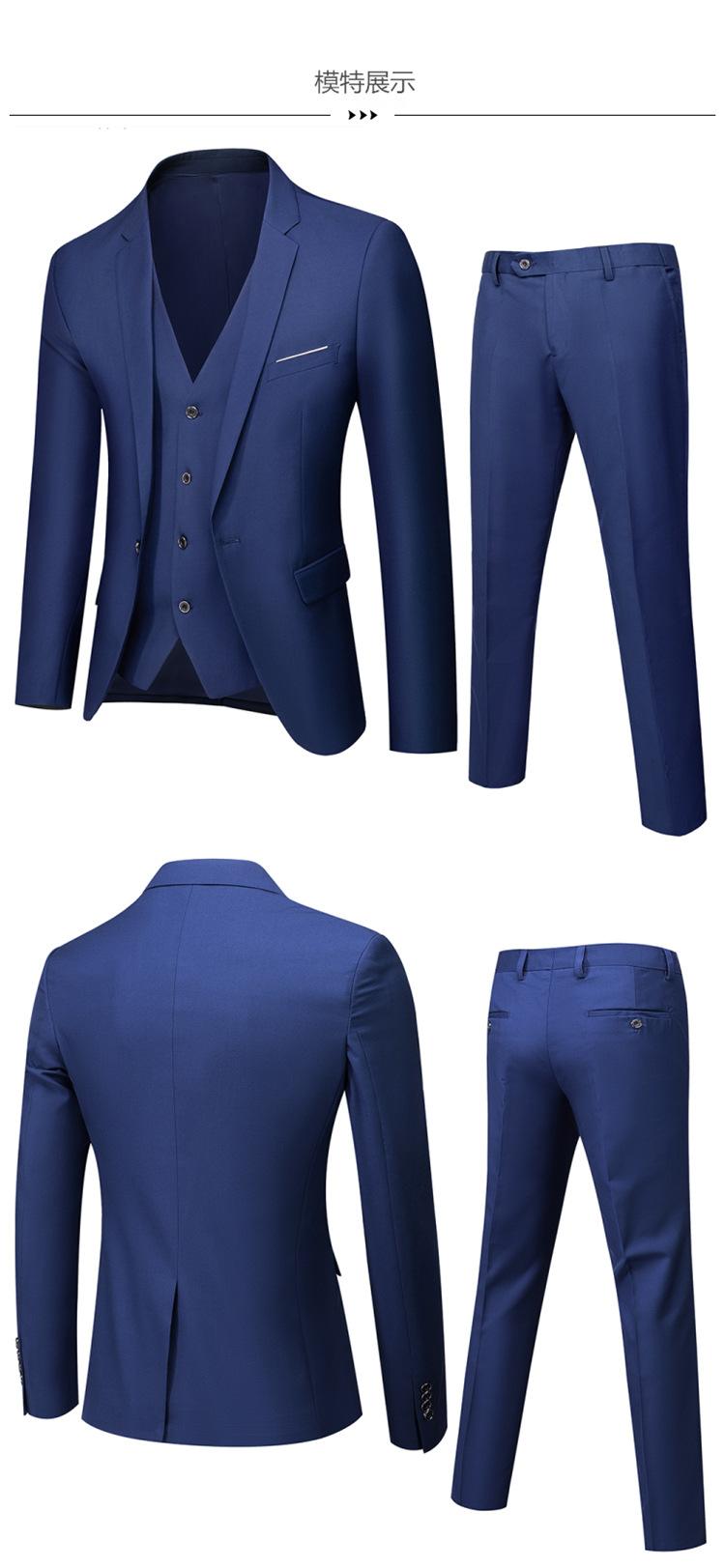 Product Introduction of Men's Sut Slim Fit, 3 Piece Set, Korean Style Wedding Groom Blazer & Pants, Business Formal Office Wear, Prom Party Dinner Jacket, Free Shipping 9