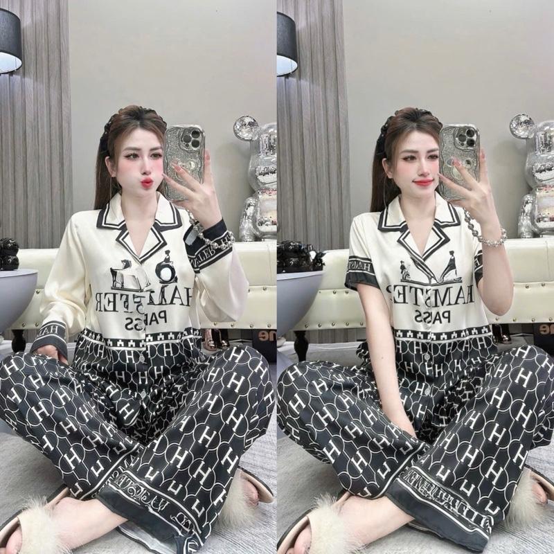 (40-58kg) Đồ Bộ pijama LỤA LATIN chữ H mac tom, tay ngắn và tay dài, quần có túi ( có lip bên nik chính) 5