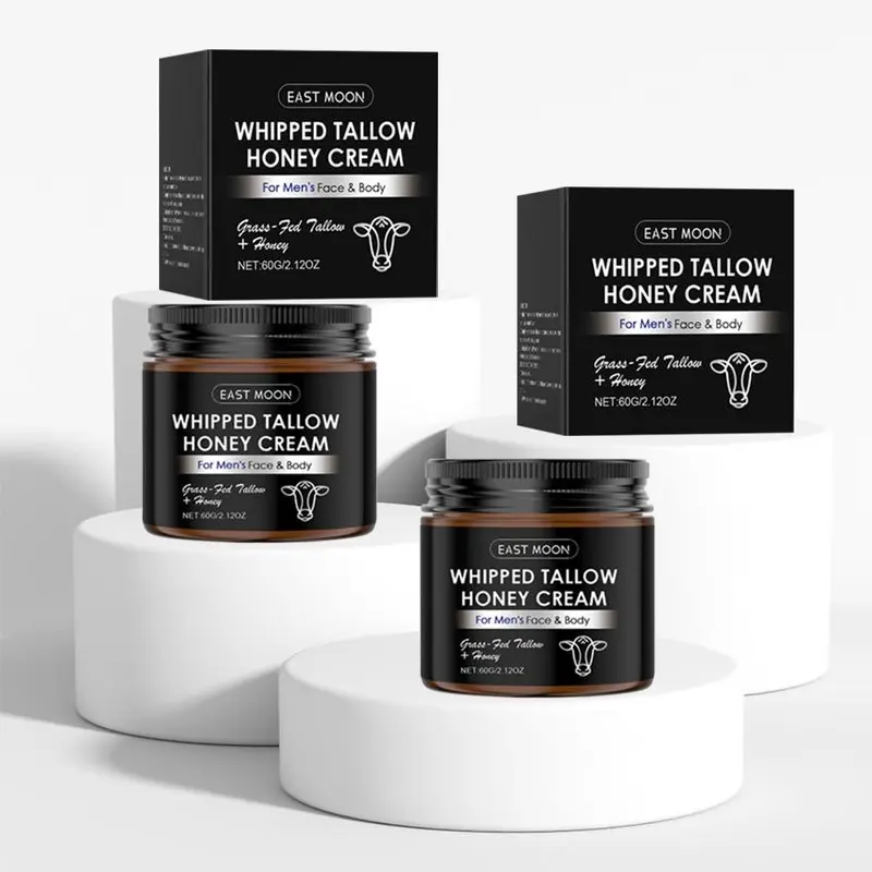 Whipped Tallow Honey Men's Skin Care Cream, 2 Counts/set Moisturizing & Nourishing Face Cream, Hydrating Face Lotion for Men, Daily Skincare Product for Men 0