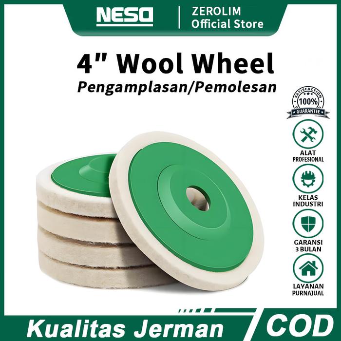 Gambar NESO JERMAN 4 Inch Roda Wol Pilihan inci wool wheel Mata Gerinda Poles Body Motor Mobil Dan Besi Stainless 4in dari Zerolim German Official Store Kota Administrasi Jakarta Barat Tokopedia