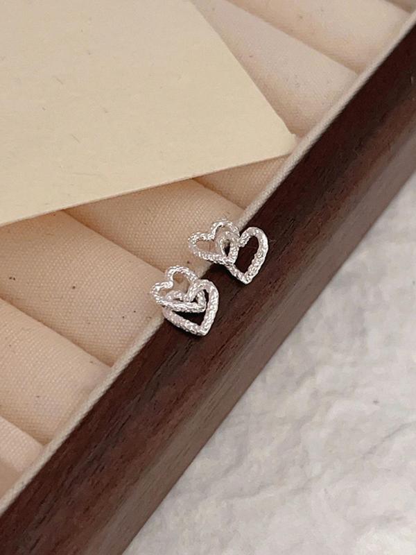 Heart Design Stud Earrings, Fashionable Textured Earrings for Women for Party, Daily Clothing Decor, Trendy All-match & Exquisite Jewelry for Birthday Gift 2