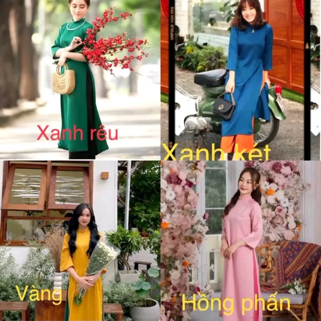 Áo dài cách tân dáng xuông chất liệu lụa tây thi sang chảnh Nữ Women Voi Sen Voan Dress