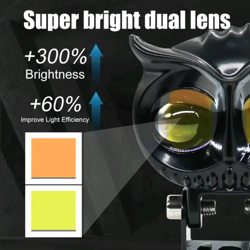 Lampu tembak owl 2 mata yellow white motor mobil 1