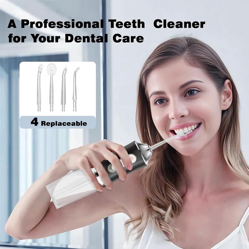 Product Introduction of Electric Oral Irrigator with 4 Replacement Heads, 1 Box Rechargeable Portable Water Flosser with 3 Modes, Oral Care Tool for Home & Travel, Teeth Cleaner	Dental Kit 2