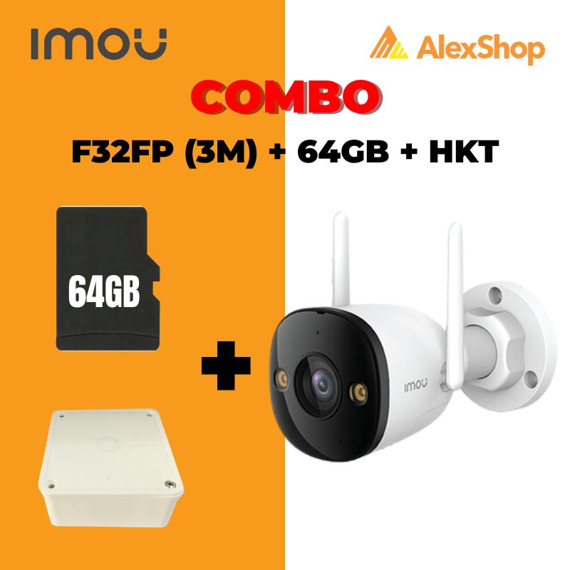 COMBO Camera Imou F32FP 3M + Thẻ Nhớ 64Gb + HKT Camera Ngoài Trời Cố Định Micro Thu Âm Màu Ban Đêm