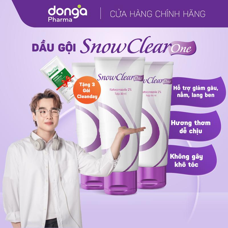|Tun Phạm x DAP| Combo 3 tuýp dầu gội SnowClear One 50ml chiết xuất dầu dừa hỗ trợ làm sạch gàu nấm hiệu quả