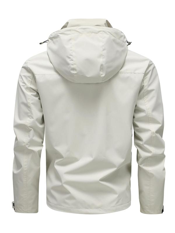 Men's Solid Zip Up Detachable Hooded Jacket, Regular Fit Casual Long Sleeve Outerwear for Fall & Winter, Men's Clothes for Daily Wear 7