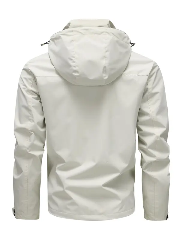 Men's Solid Zip Up Detachable Hooded Jacket, Regular Fit Casual Long Sleeve Outerwear for Fall & Winter, Men's Clothes for Daily Wear 7