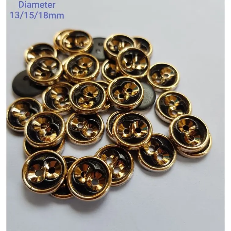 Kancing Baju Import Motif Mata Hitam List Emas 13 mm dan 15 mm Isi 100 PCS 0