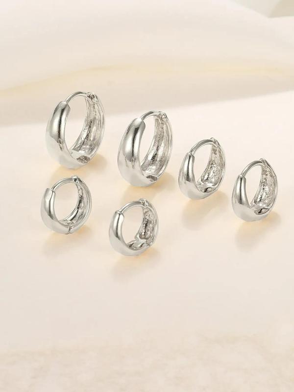Women's Elegant Trendy Geometric Design Hoop Earrings, Simple Style Plain Color Hoop Earrings for Party, Exquisite Jewelry for Birthday Gifts 8