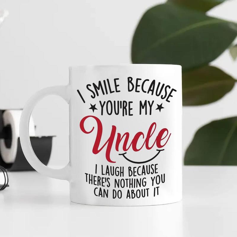 Product Introduction of Ceramic Coffee Mug, Letter Pattern Ceramic Mug with Gift Box, Drinking Cup for Home Office Use, Gift for Uncle 3