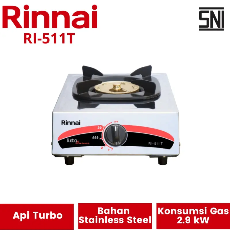 Kompor Gas 1 Tungku Rinnai RI-511E RI-511T RI-201S  RI-301S | Kompor LPG Rinai Riinai RI 511 201 301 0