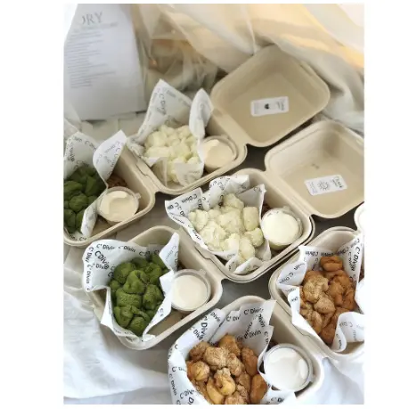 (Lẻ 10c) Hộp Bã Mía vuông đựng Bánh bento, bánh kem & Hamburger 6