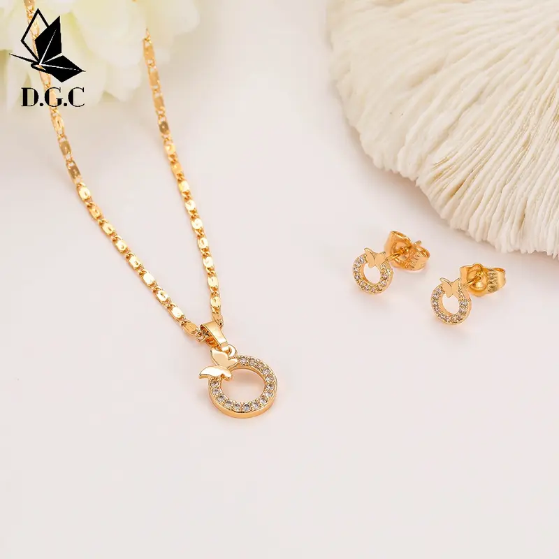 ♥✅COD✨Titanium Set Perhiasan Anak Perempuan Satu Set Gelang Kalung Cewek Anting Dan Cincin D446 6