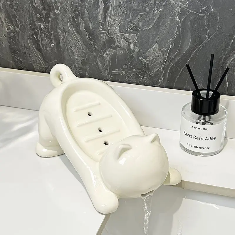 Bathroom soap box Drain soap box Cartoon cat bathroom soap box Drain household soap