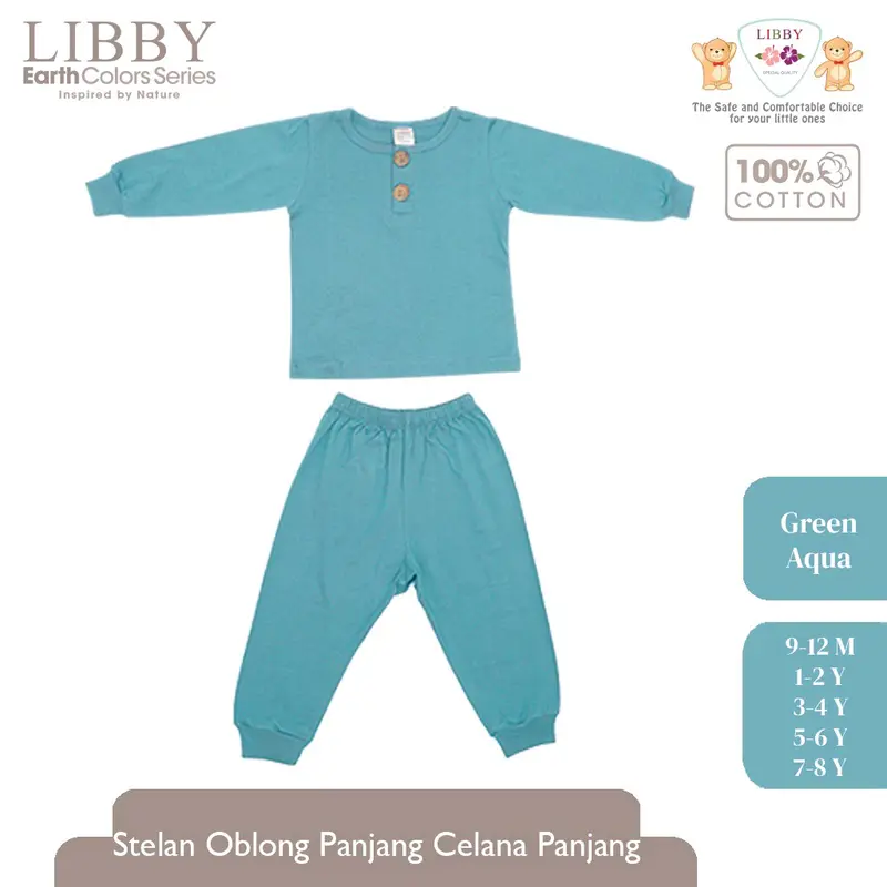 Libby fave set earth color series setelan kaos oblong lengan panjang celana panjang anak / piyama anak Katun Lengan panjang Polos 6