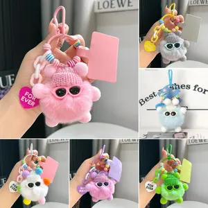 Gantungan Tas Keychain Viral Pompom Fluffy Lucu Import Aesthetic Aksesoris Tas Kekinian