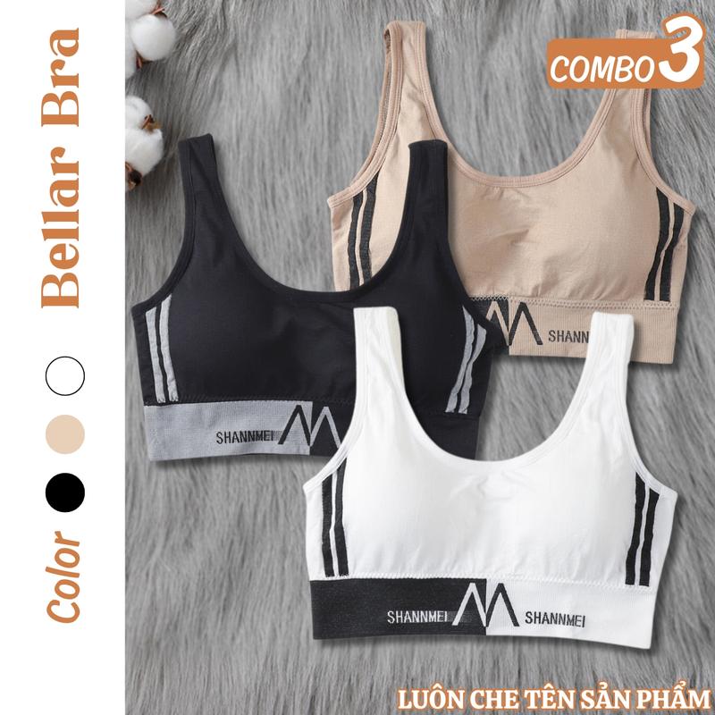 Combo 3 Áo Bra Cotton Hở Lưng Chữ U - Bra Sport Thun Co Dãn Sẵn Mút Ngực Bellar Bra Top Tập Thể Dục Tập Aerobic B3348