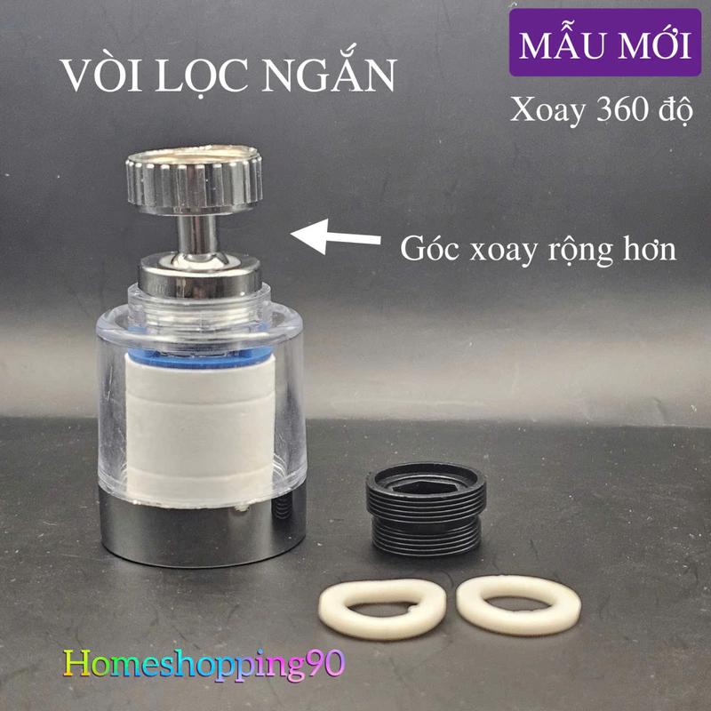 Đầu Vòi Xoay 360 Độ Kèm Đầu Lọc Nước Khử Clo và Tạp Chất Cặn Bẩn ABS PP 13CM X…