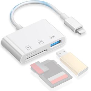 3イン1の多機能カードリーダー、ユニバーサルSD/TFカードリーダー、iPhoneと互換性のあるUSBカメラアダプター