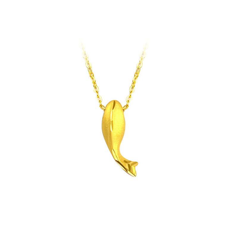 Korean and Japanese Fashion Style Imitation Gold Small Dolphin Necklace Clavicle Chain Wholesale Women's Gold-Plated Dolphin Small Fish Clavicle Necklace 5