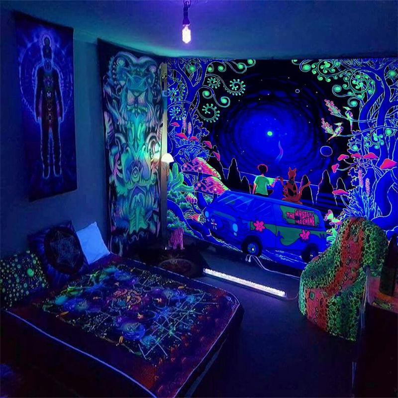Fluorescent Tapestry, 1 Count Scenery Tapestry, Wall Hanging Tapestry for Living Room Bedroom Dorm Room Decor, Party Supplies, Home Accessories, Home Goods, Valentine's Day Gift 4