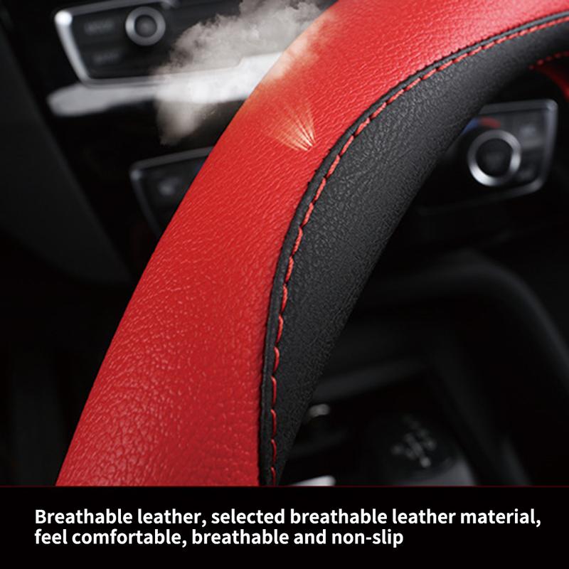 Car Steering Wheel Cover Microfiber Leather Breathable Non-Slip Steering Wheel Cover Pu Leather Universal 37-38 Cm Four Seasons Universal 7