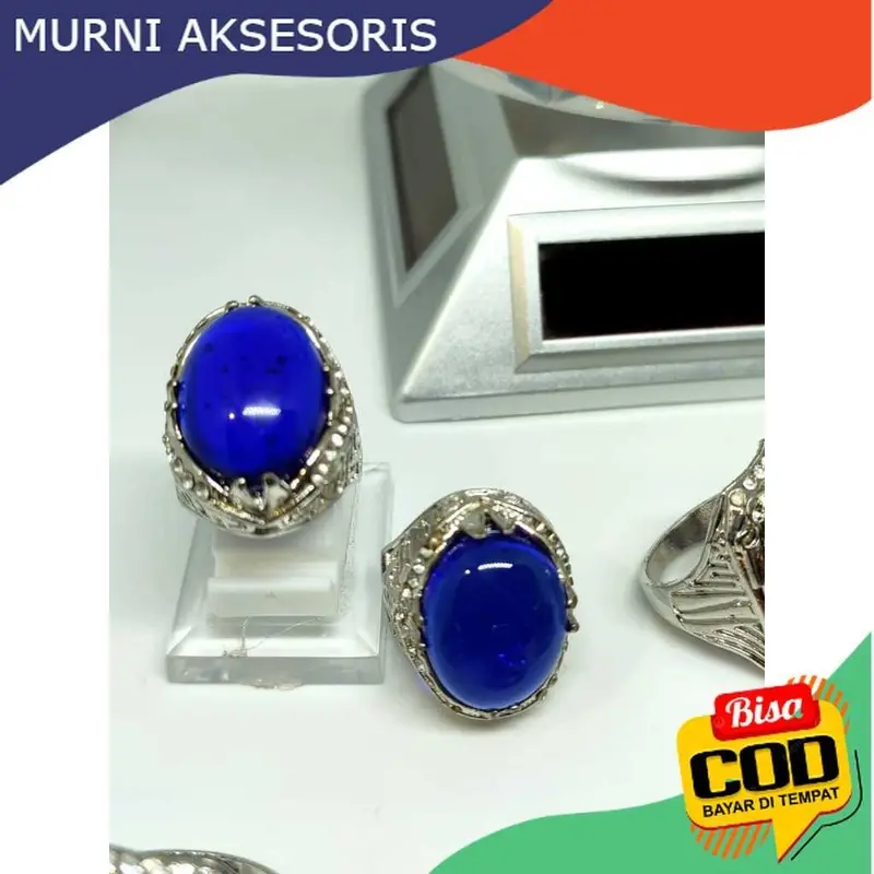 Murni Aksesoris. CIncin Biru Bangkok, Qualitas Super, Permukaan Halus dan Warna Cerah Tembus Cahaya 5