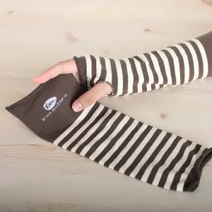 Handsock Katun Salur Motif Garis Manset Stripe by IM Syar'i Hitam Muslim