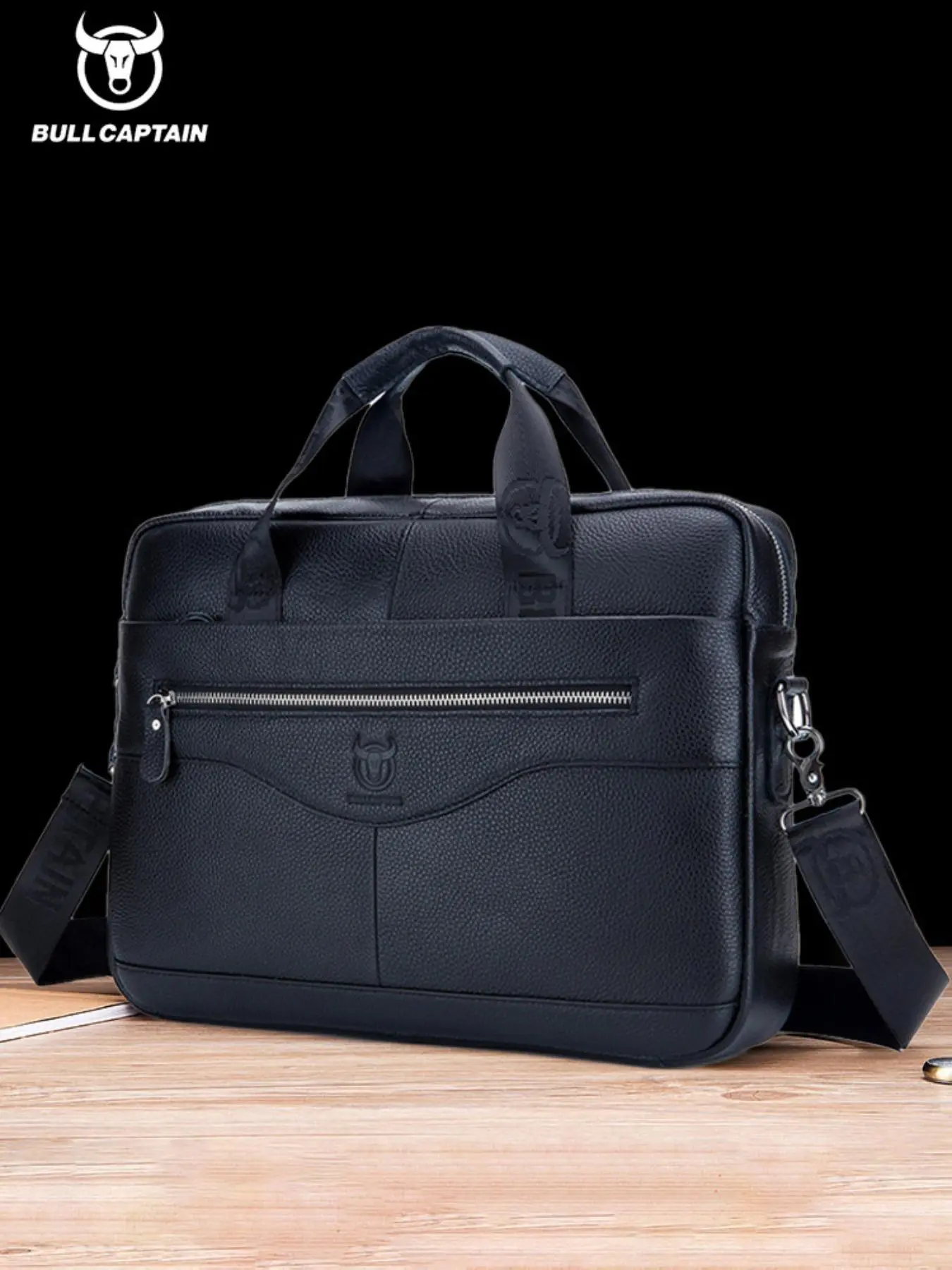 Men's Business Solid Color Briefcase, 2025 New Style Fashionable Cowhide Laptop Bag, Casual Versatile Zipper Briefcase for Work & Daily Used