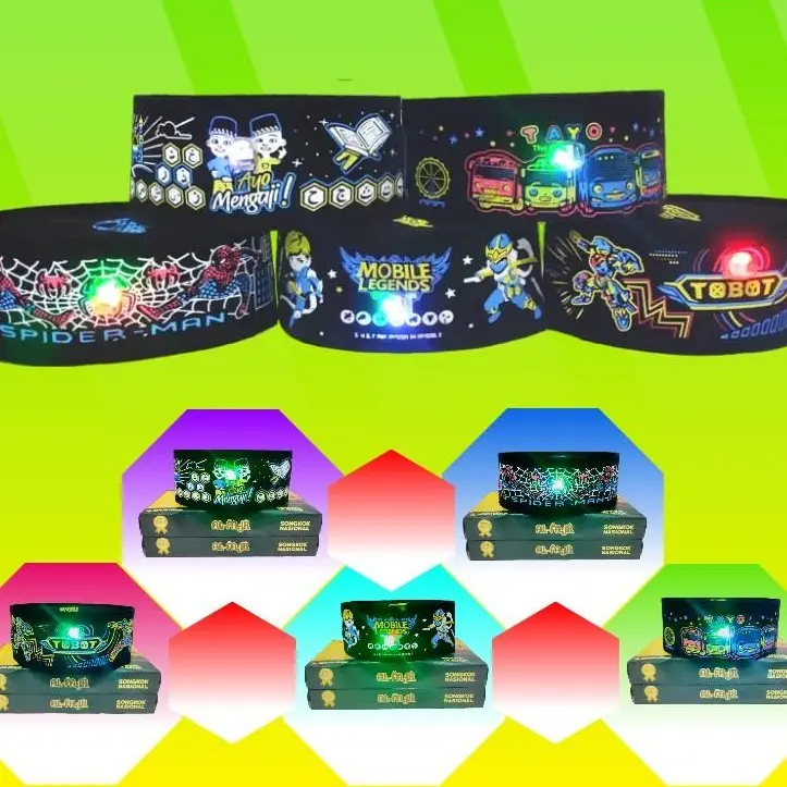 Peci Songkok Kopiah Motif Karakter Anak dengan Lampu LED Bordir Kuat dan Lembut Nyaman Dipakai 2