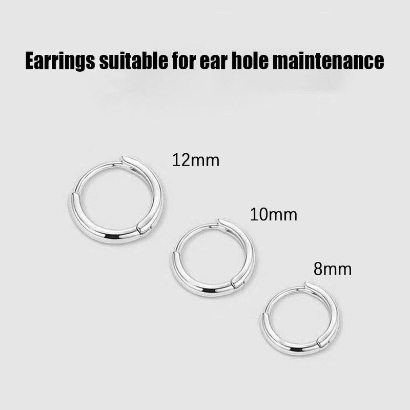Khuyên Tai Tròn Bằng Thép Không Gỉ, 2 Chiếc, Dành Cho Nam Và Nữ, Thiết Kế Tối Giản, Khuyên Tai Tròn Nhỏ C7J5 6