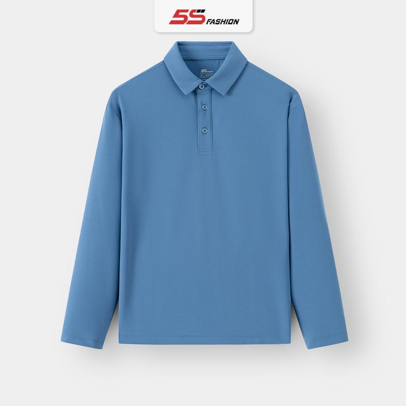 Áo Polo Nam Dài Tay 5S Fashion Chất Liệu Mềm Mịn Ấm Thiết Kế Basic Dễ Mặc APD24006