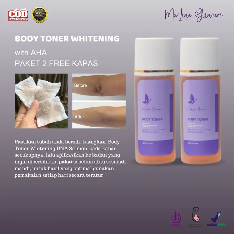 TONER BADAN MARLENA DNA SALMON BPOM FREE KAPAS BUNDLING 2 PCS  Mencerahkan 0