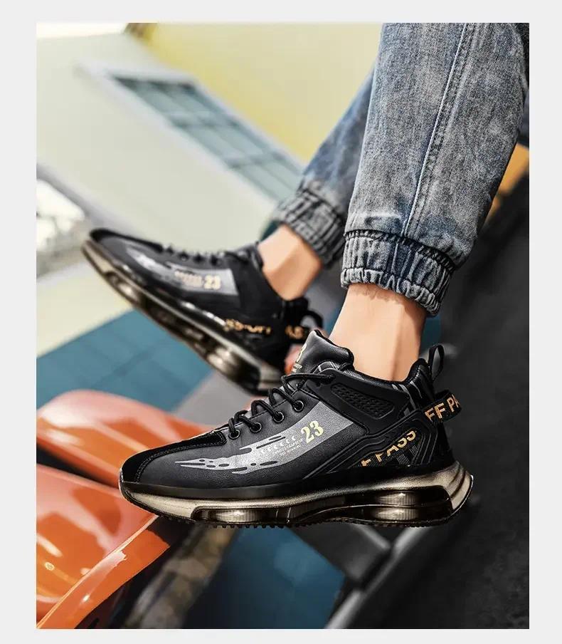Product Introduction of Men's Sneakers New in High Top Running Shoes Golf Shoes Round Toe Platform Shoes Casual Fashion for Men Sneakers Waterproof 21