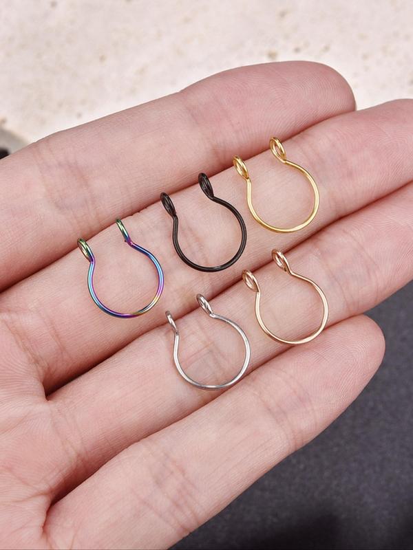 5pcs Stainless Steel Nose Cuff, U-shaped Fake Nose Rings, Casual Trendy Body Jewelry for Daily & Party Wear 4