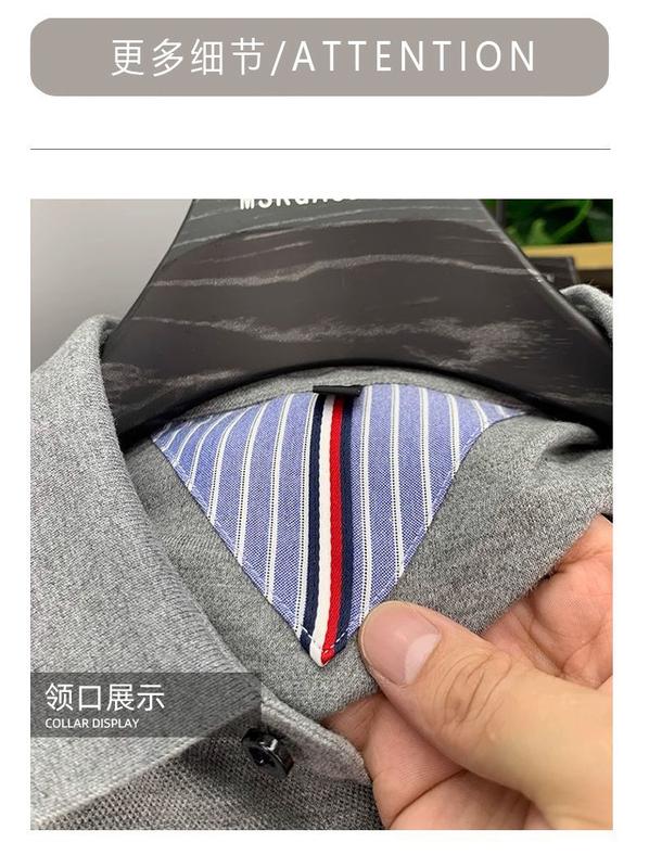 Product Introduction of Áo Thun Nam Ngắn Tay, 100% Cotton, Áo Polo Thêu Ve Áo, Màu Trơn Tay Lửng Áo, Thời Trang, Bộ Sưu Tập Mùa Hè Mới 15